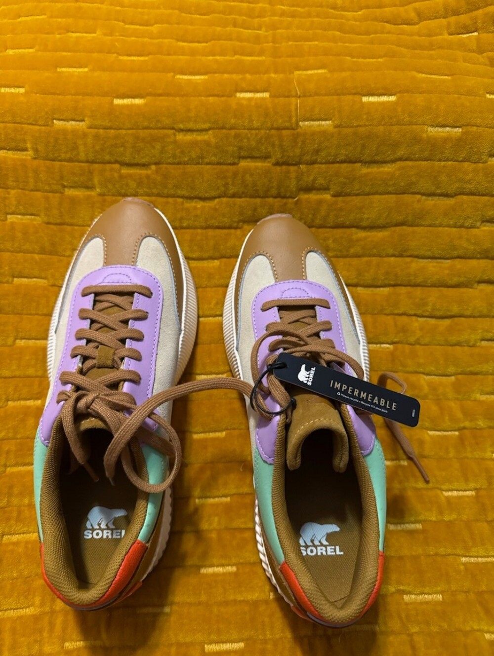 Sorel Women's Brown Lavender and Teal Low-Top Sneakers
